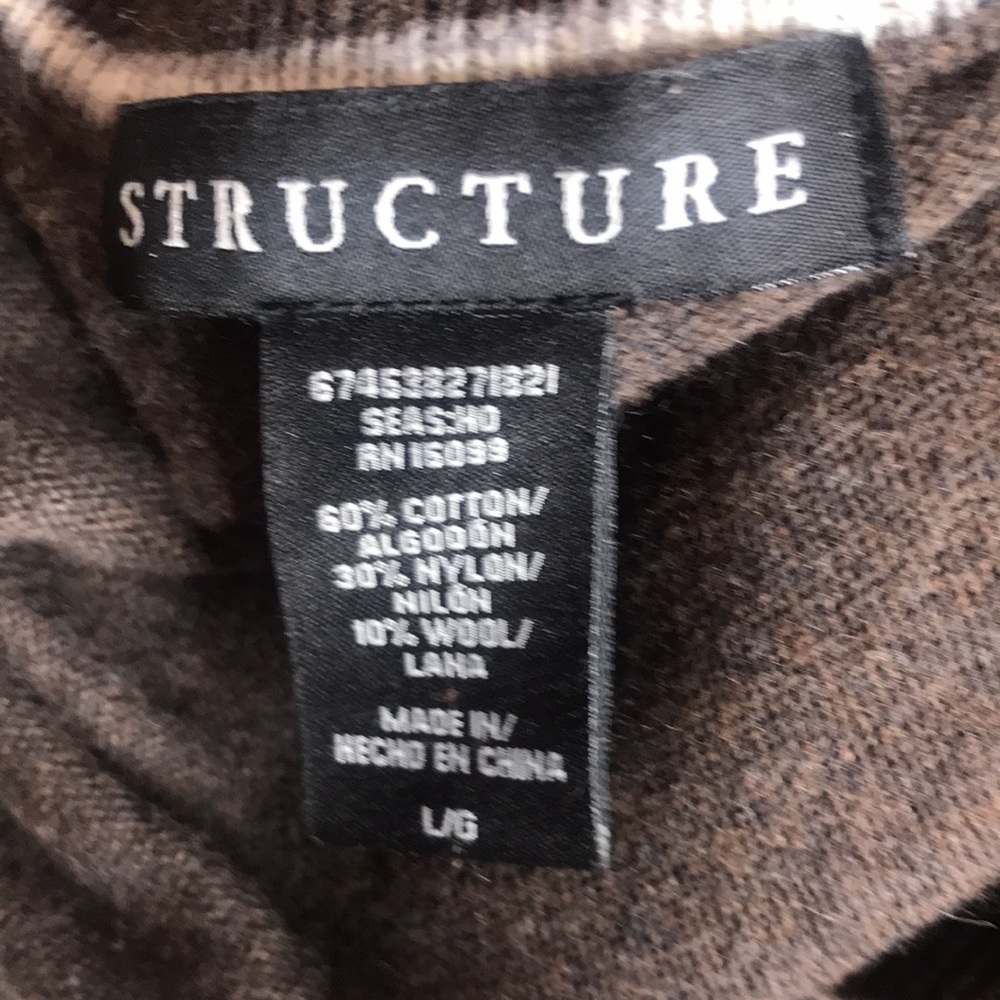 Vintage Structure Brown Wool Blend V-neck Sweater - Picture 7 of 7